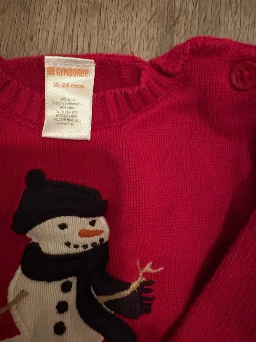 Gymboree Toddler Boys Red Snowman Knit Sweater 18-24 Months